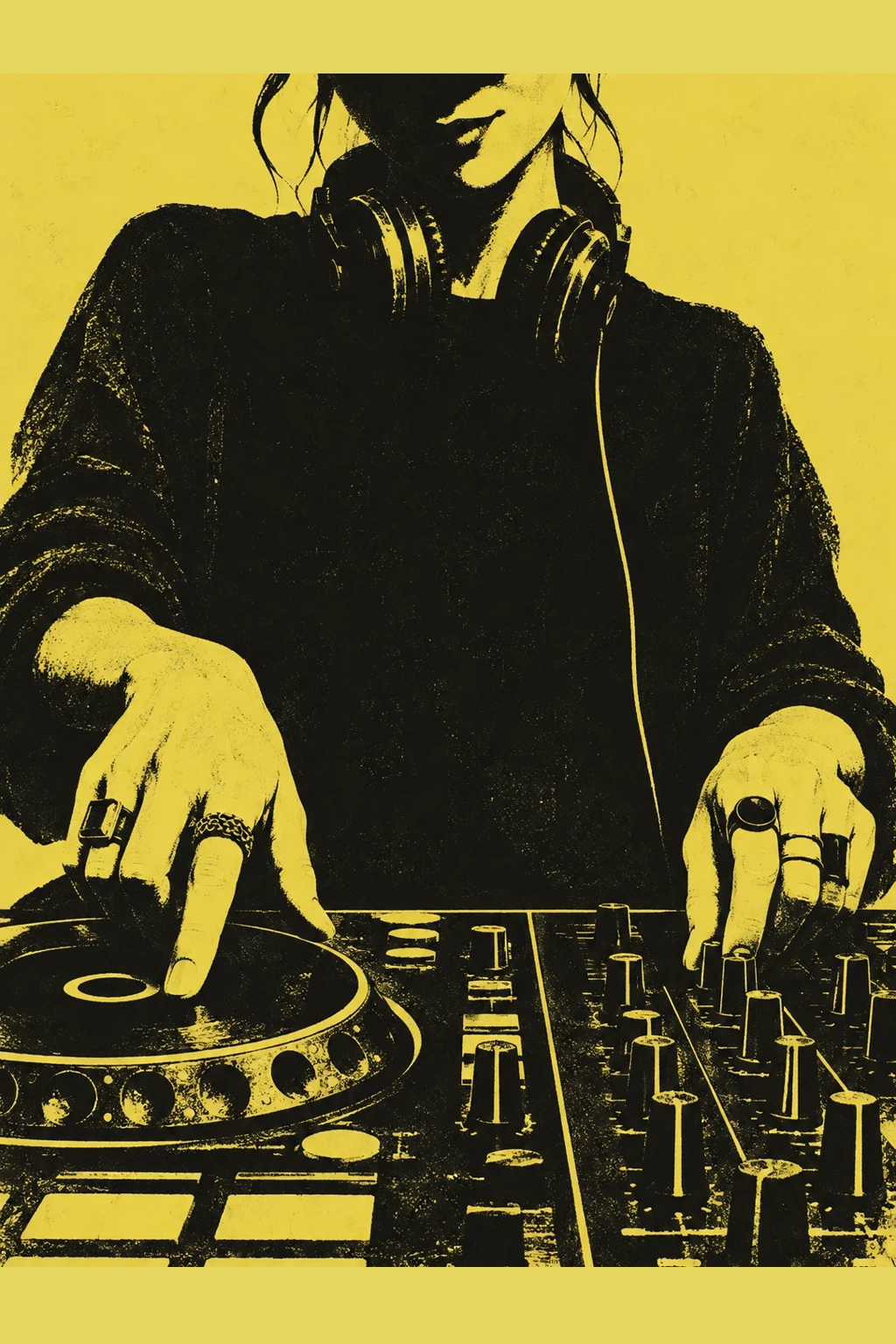 Illustriertes Porträt eines DJs, Konzeptkunst